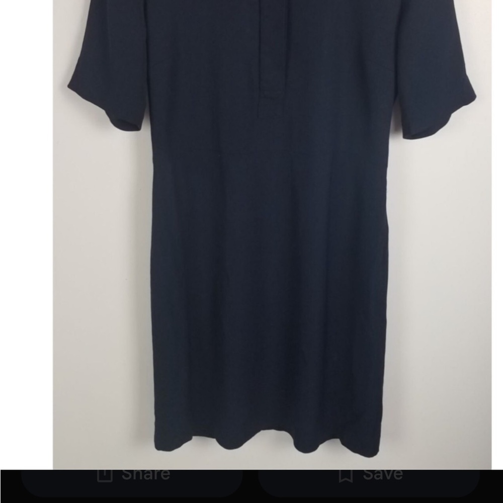 Theory Navy Shift Dress with Quarter Zip